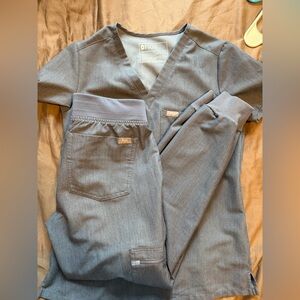 Figs Heather Denim Scrub Set XXS TOP AND XXS/P BOTTOM